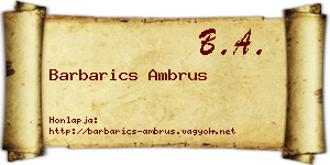 Barbarics Ambrus névjegykártya